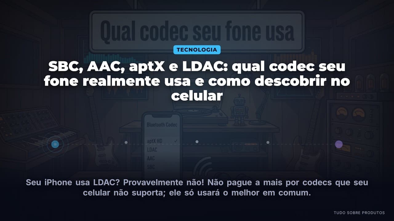 Capa do vídeo oficial: SBC, AAC, aptX, LDAC: Qual CODEC seu Fone Bluetooth USA? Guia 2026!