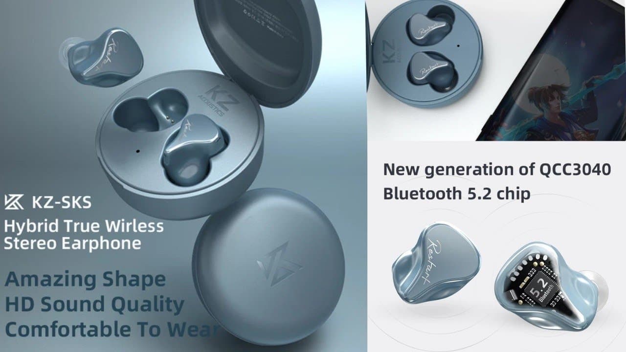 Thumbnail do vídeo KZ SKS 1DD+1BA True Wireless TWS Earphone Debuts as the company's first 2021 wireless earbuds
