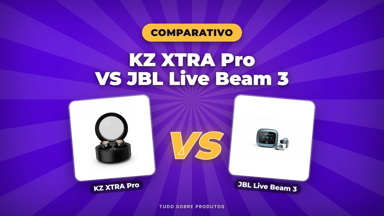 Capa do vídeo oficial: KZ XTRA Pro vs JBL Live Beam 3 (2026): Qual Fone é o IDEAL para Você?