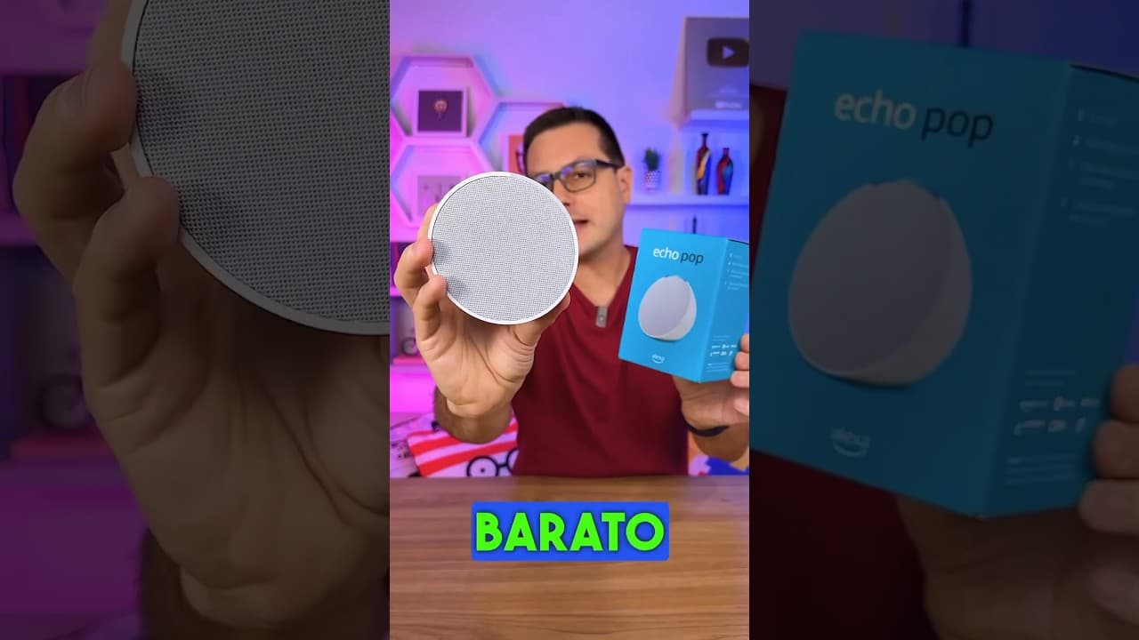 Thumbnail do vídeo Essa Echo Pop está bem bacana!! Vídeo completo no Canal!! #Unboxing #Review #Amazon #Alexa #EchoPop