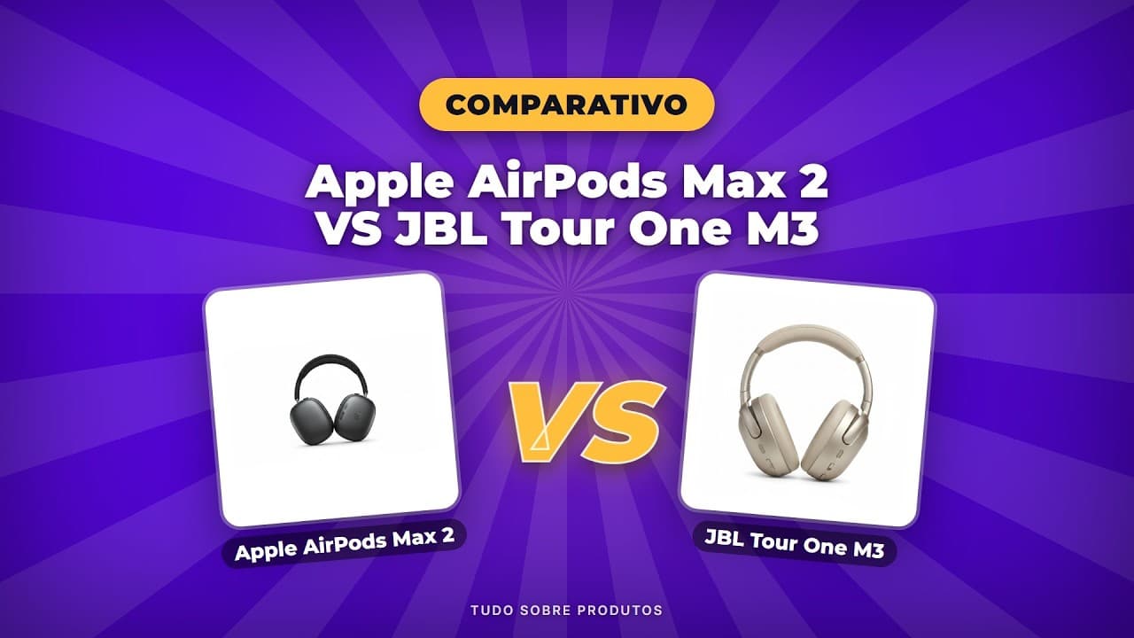 Capa do vídeo oficial: AirPods Max 2 vs JBL Tour One M3 (2026): O MELHOR Fone Premium?