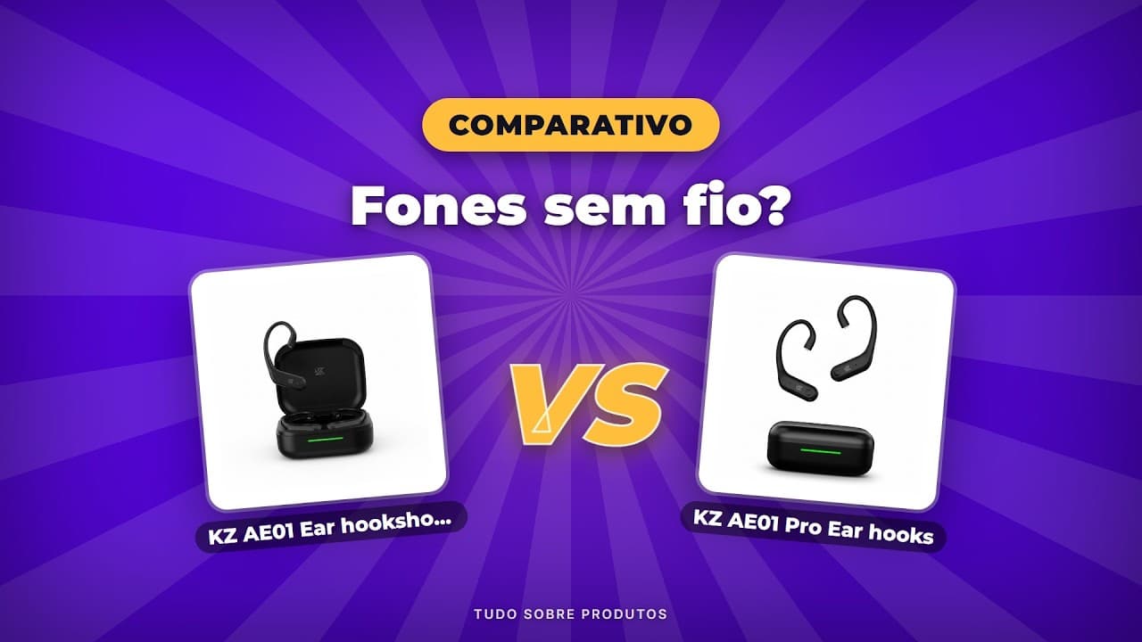 Capa do vídeo oficial: KZ AE01 vs AE01 Pro: QUAL EAR HOOKS VALE A PENA em 2026?