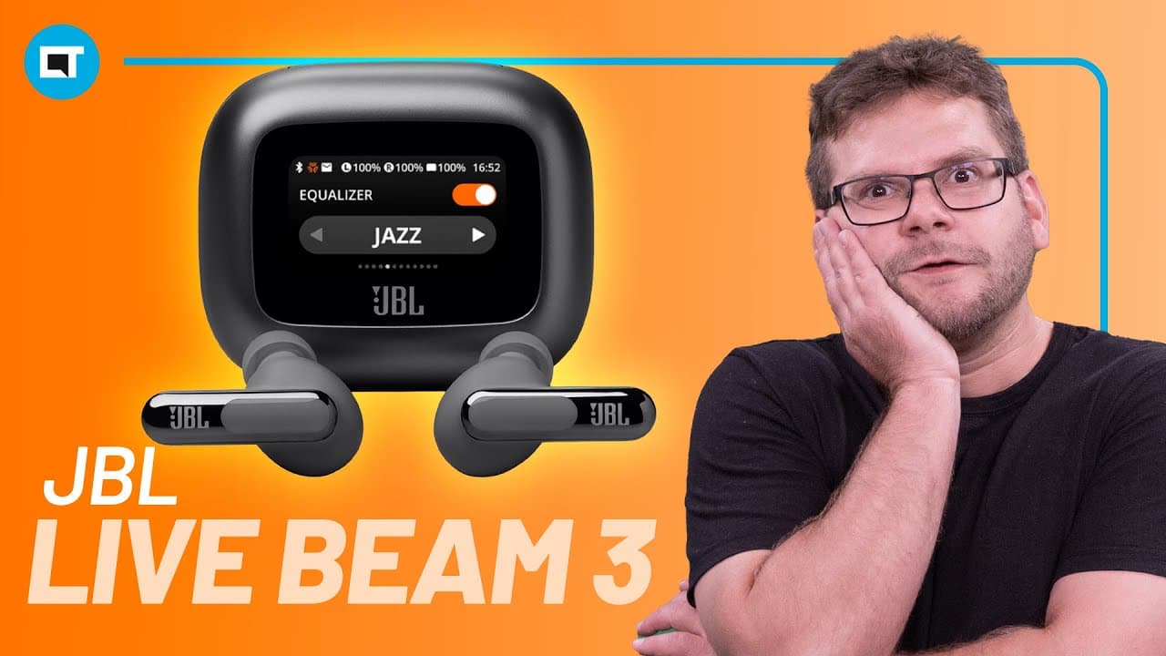 Thumbnail do vídeo JBL Live Beam 3: o fone de ouvido Bluetooth que é quase um PC