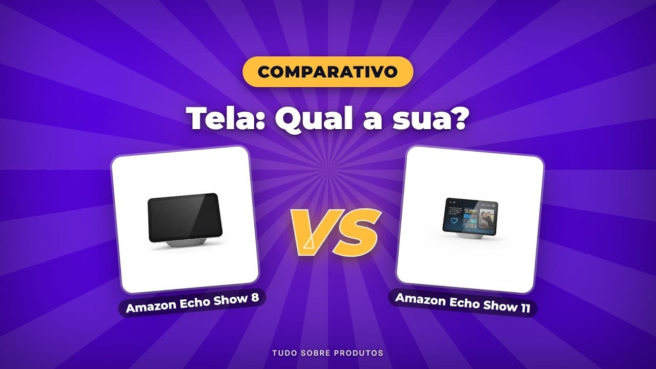 Capa do vídeo oficial: Echo Show 8 vs Echo Show 11 (2026): Qual o SMART DISPLAY IDEAL pra você?
