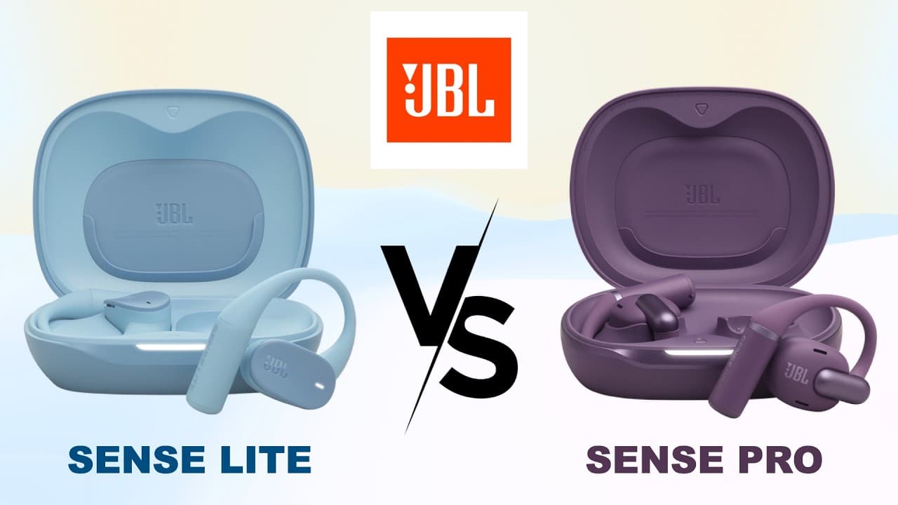 Thumbnail do vídeo JBL Sense Lite vs Sense Pro Open Ear Earbuds Headphones | Compare | Specifications | Features