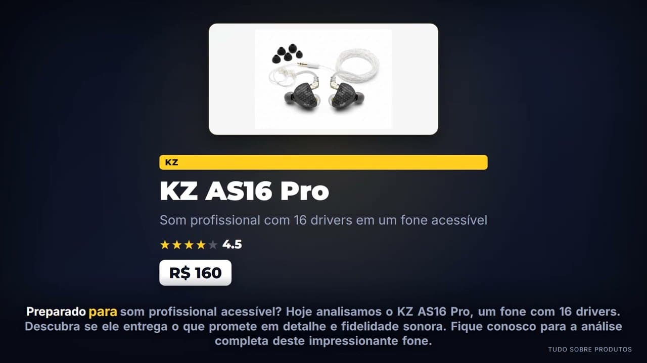 Capa do vídeo oficial: KZ AS16 Pro Vale a Pena? Review do Fone com 16 Drivers  da KZ