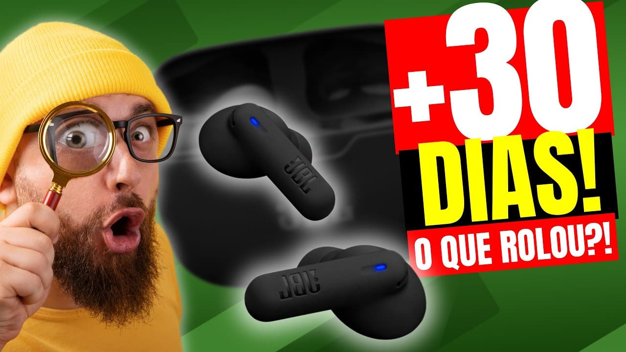 Thumbnail do vídeo Fone JBL Wave Beam 2: A Verdade Após 30 dias de Uso (Bateria, Conforto, Microfone e Mais!)