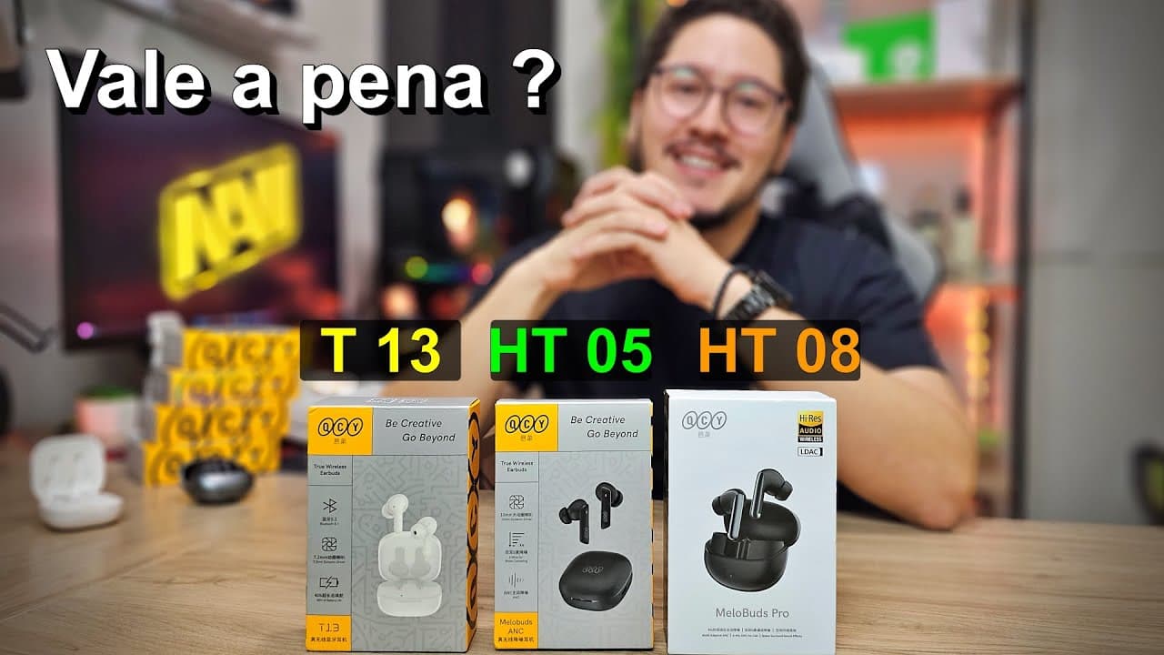 Thumbnail do vídeo QCY MELOBUDS PRO HT08 sucessor do HT05 e T13 - VALE A PENA O UPGRADE ?