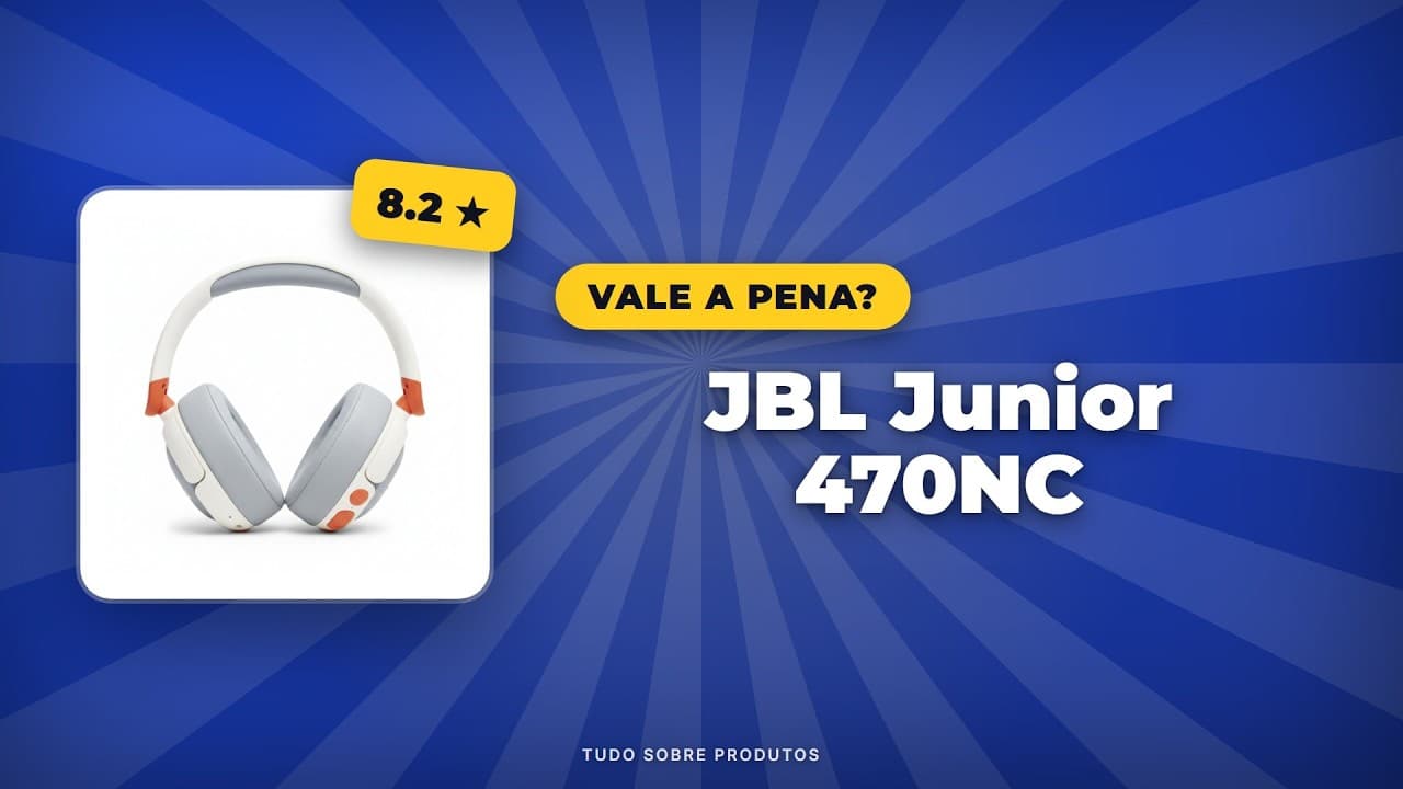 Capa do vídeo oficial: JBL Junior 470NC: Review COMPLETO em 2026! Vale a pena?