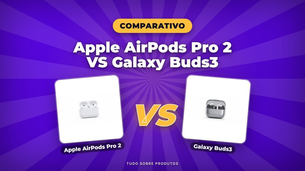 Capa do vídeo oficial: AirPods Pro 2 vs Galaxy Buds3 (2026): Qual o Melhor Fone TWS?