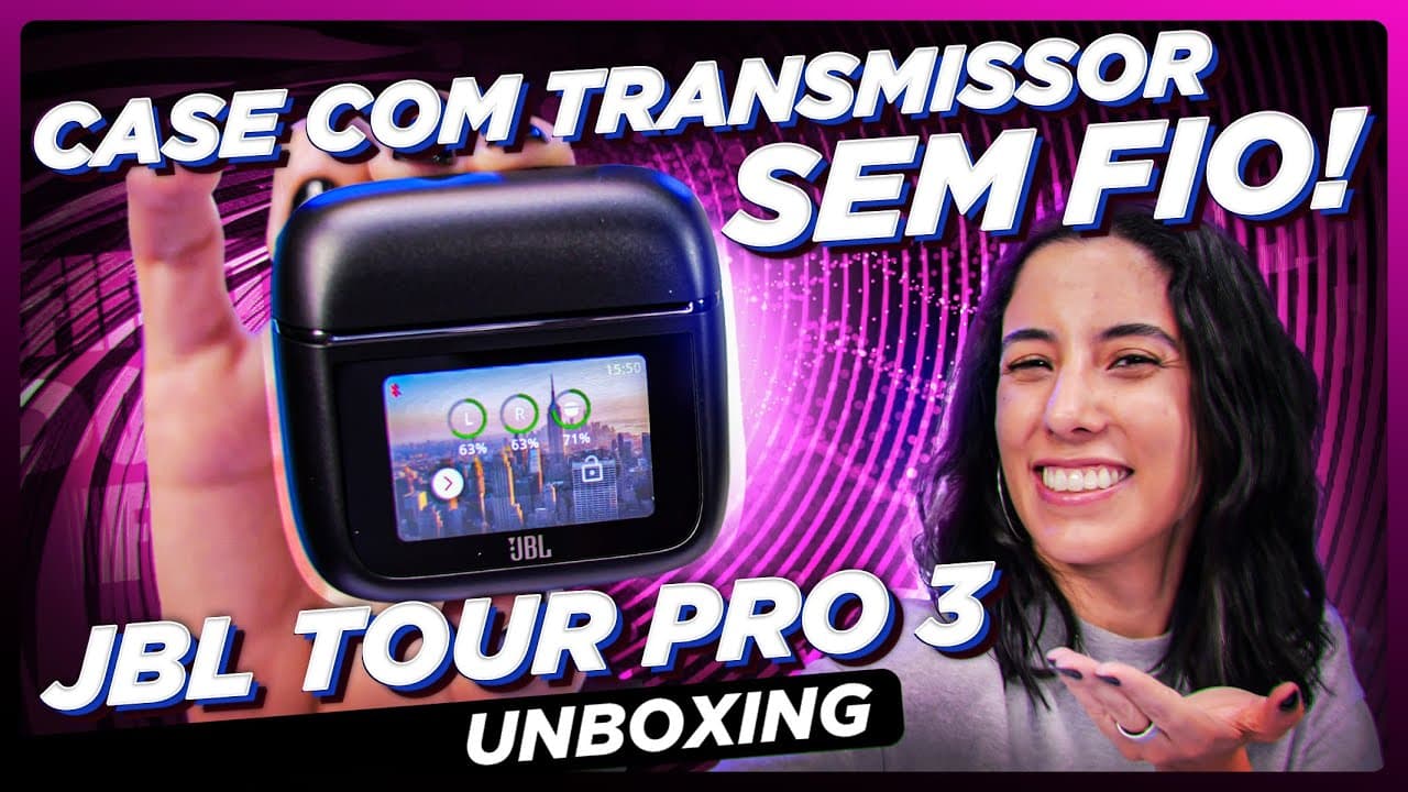 Thumbnail do vídeo FONE COM TELA e TRANSMISSOR SEM FIO no CASE: JBL TOUR PRO 3