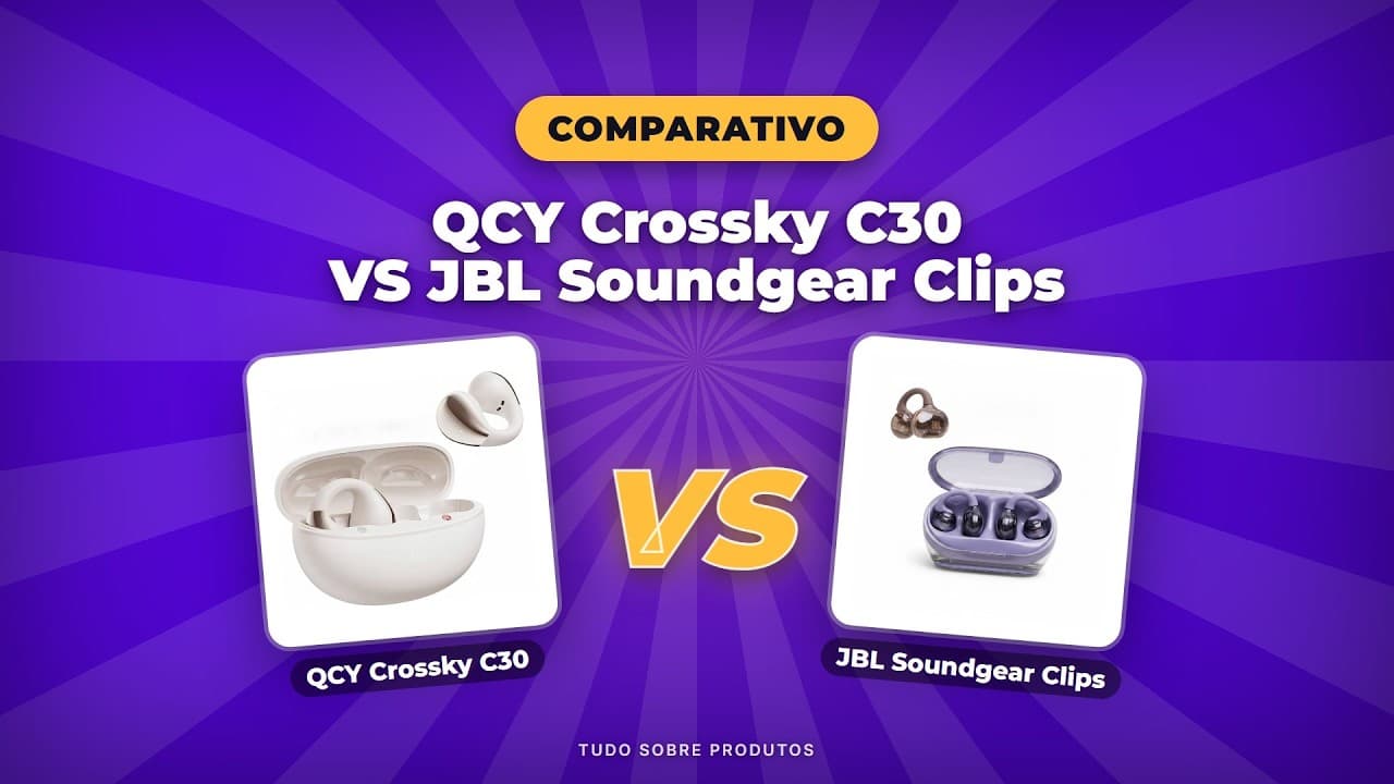 Capa do vídeo oficial: QCY Crossky C30 x JBL Soundgear Clips: Qual o Melhor Fone em 2026?