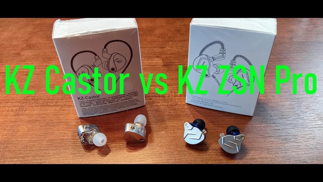 Thumbnail do vídeo KZ Castor vs KZ ZSN PRO review. Epic battle of 7 USD headphones :)