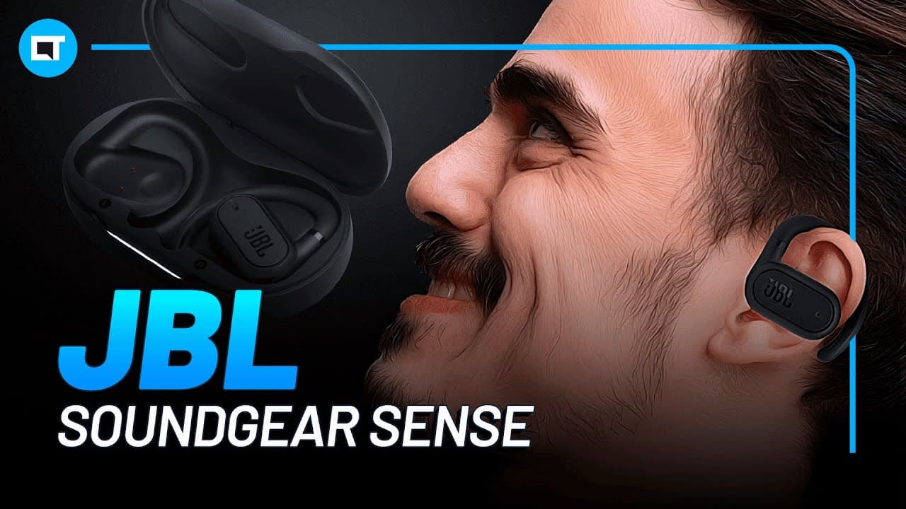 Thumbnail do vídeo JBL Soundgear Sense, fones de ouvido bluetooth open-ear (para ouvir música sem isolamento)