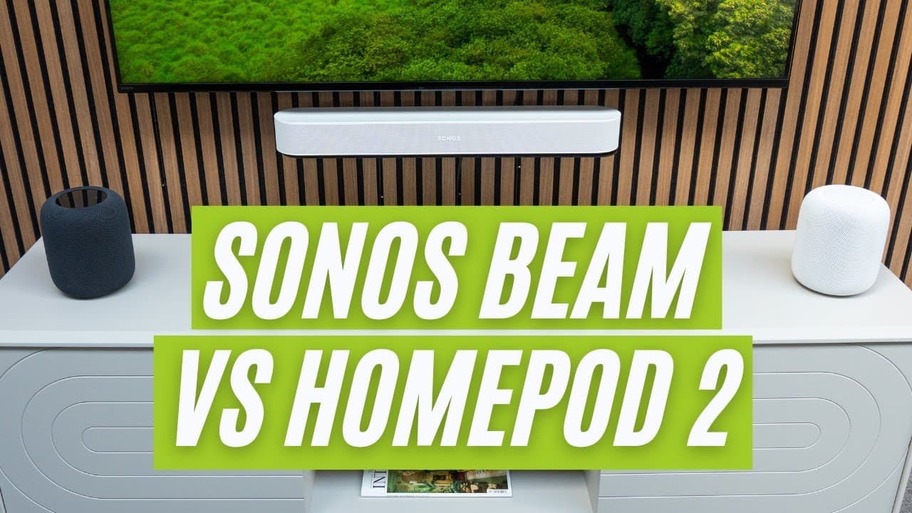 Thumbnail do vídeo Sonos Beam (Gen 2) vs 2 x Apple HomePod 2: Head-to-head 🔥
