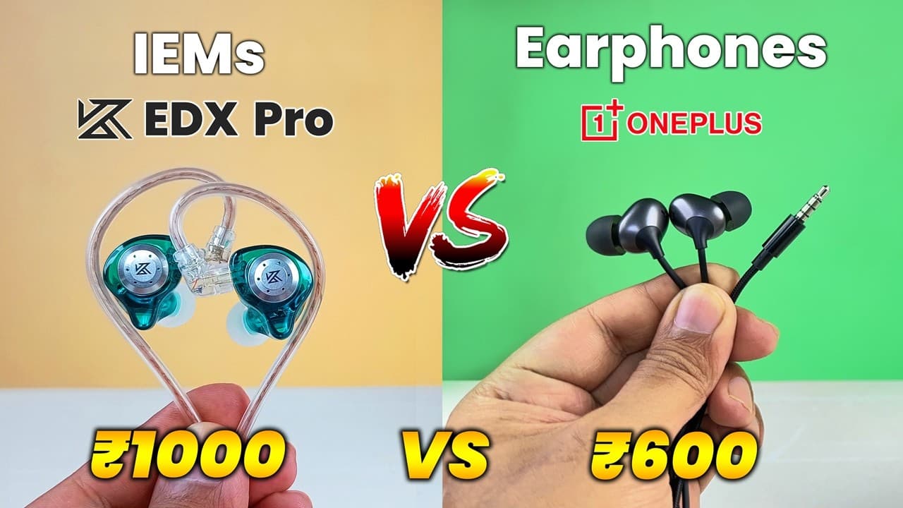 Thumbnail do vídeo 1000rs IEM vs 600rs Earphone Best Konsa Hai? ⚡ KZ EDX Pro vs OnePlus Nord Digital