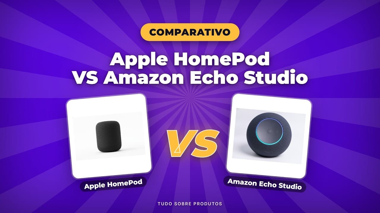 Capa do vídeo oficial: HomePod vs Echo Studio 2026: Qual o Melhor Smart Speaker p/ Você?