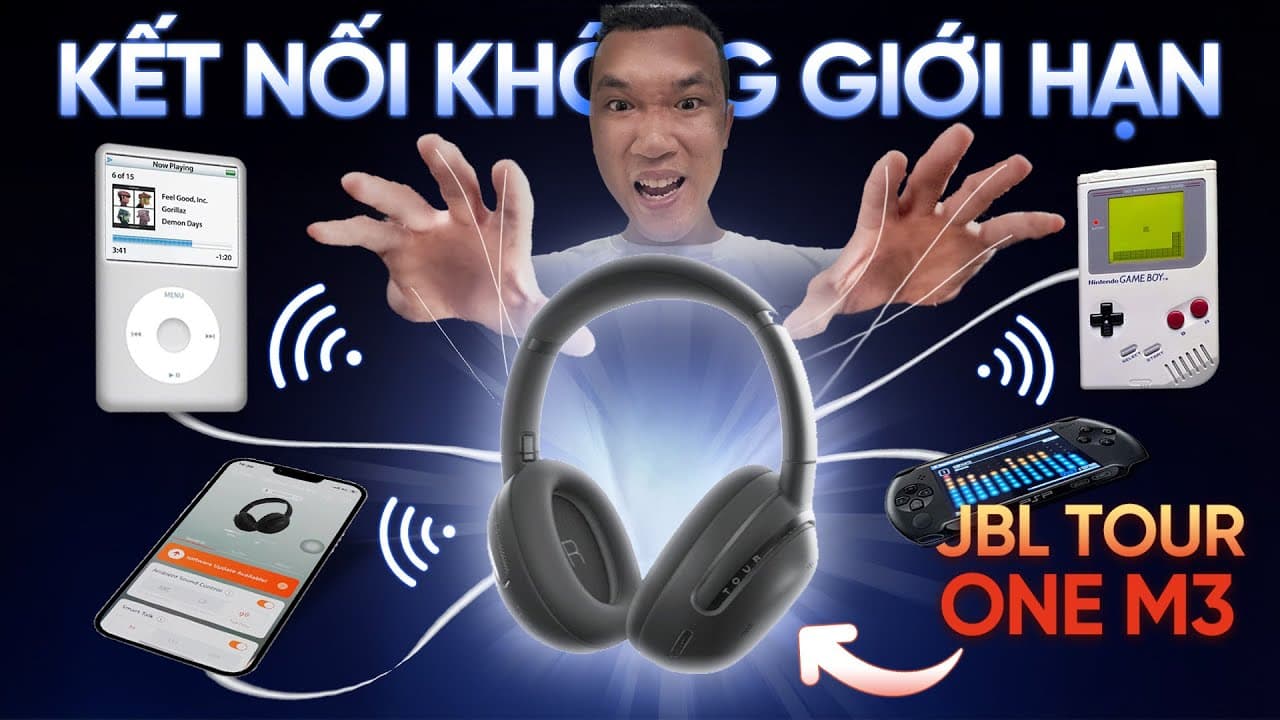 Thumbnail do vídeo Đánh giá JBL Tour One M3: tai nghe kết nối không giới hạn, kể cả máy 3.5mm cũ như iPod, PSP