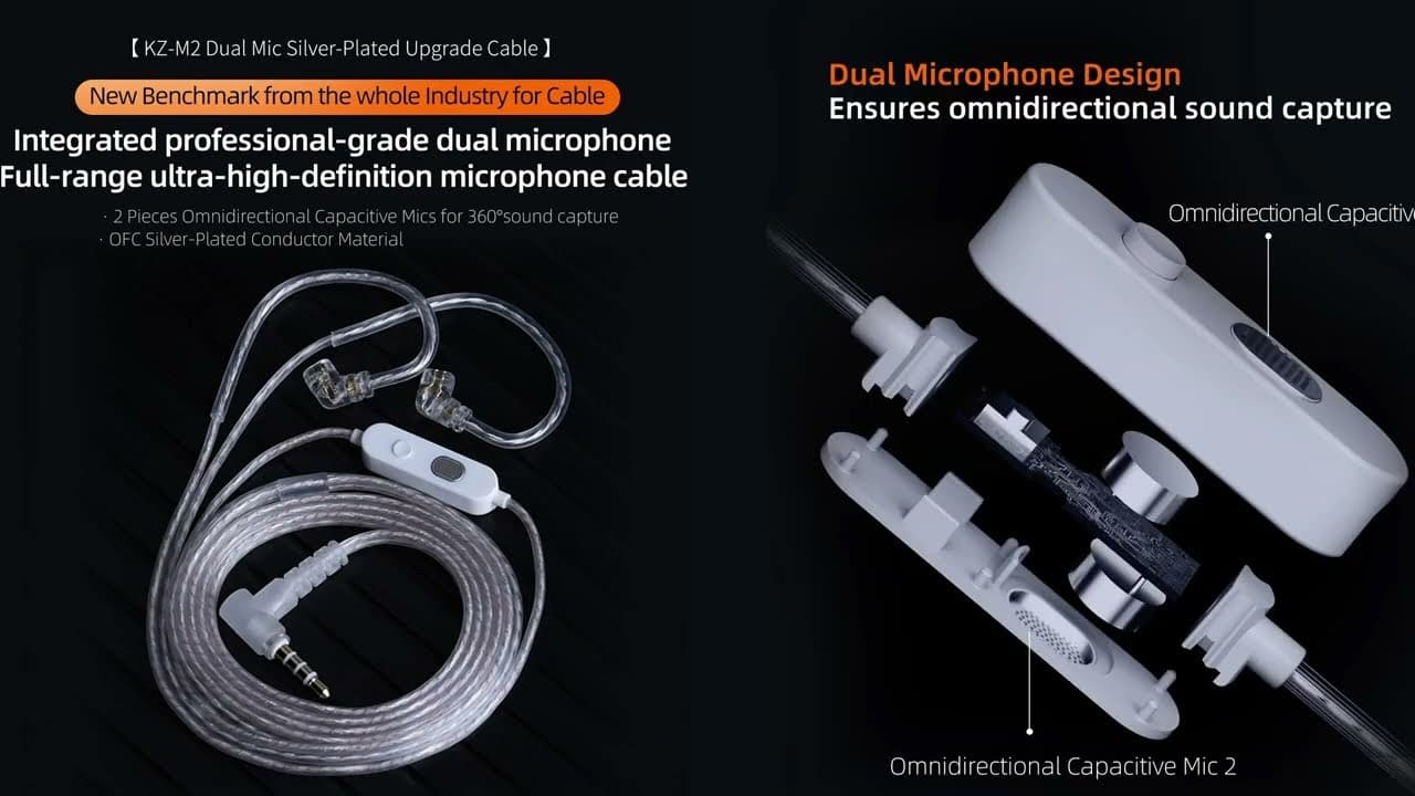 Thumbnail do vídeo 🔥 Nuevo  cable KZ M2 Dual Mic DSP : ¿Vale la pena?