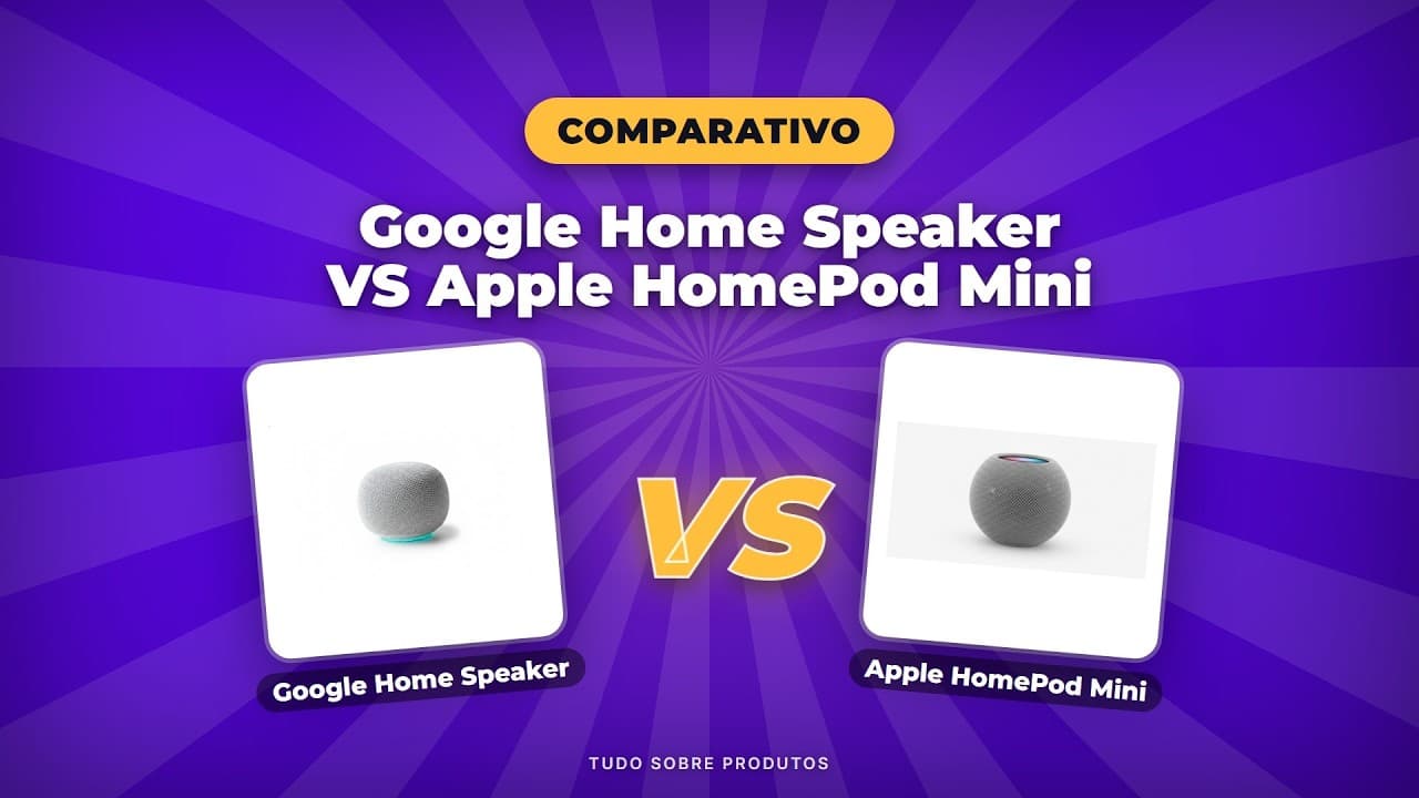Capa do vídeo oficial: Google Home Speaker vs HomePod Mini 2026: Qual é o MELHOR smart speaker?