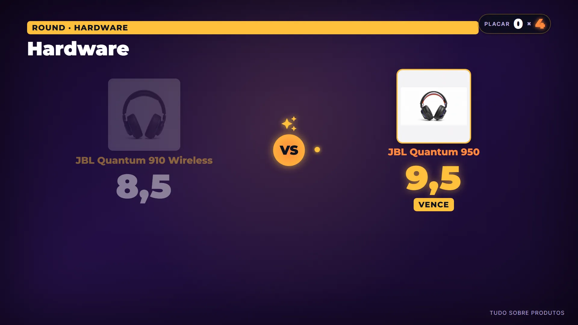 Hardware: O JBL Quantum 950 vence em hardware.