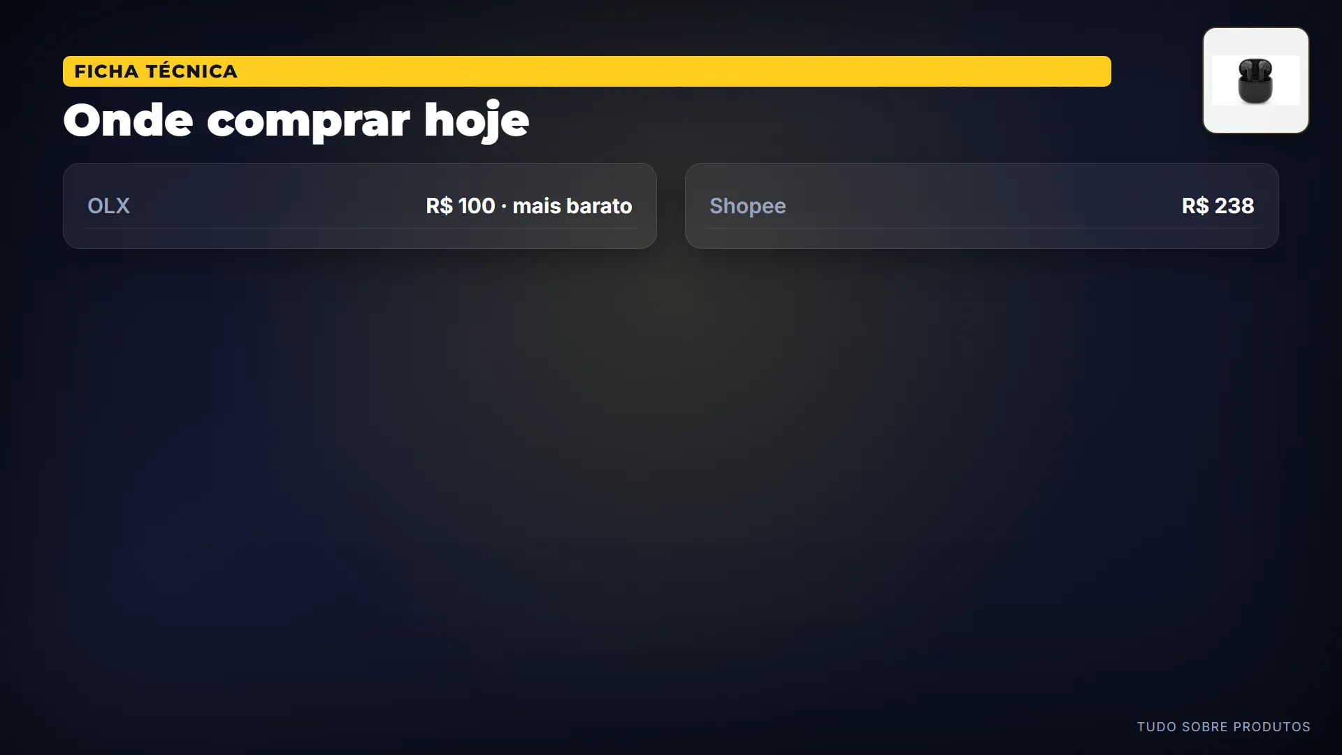 Onde comprar hoje: Fizemos a ronda de preços hoje, 14/08/2026: o mais barato está na OLX, por 100 reais.