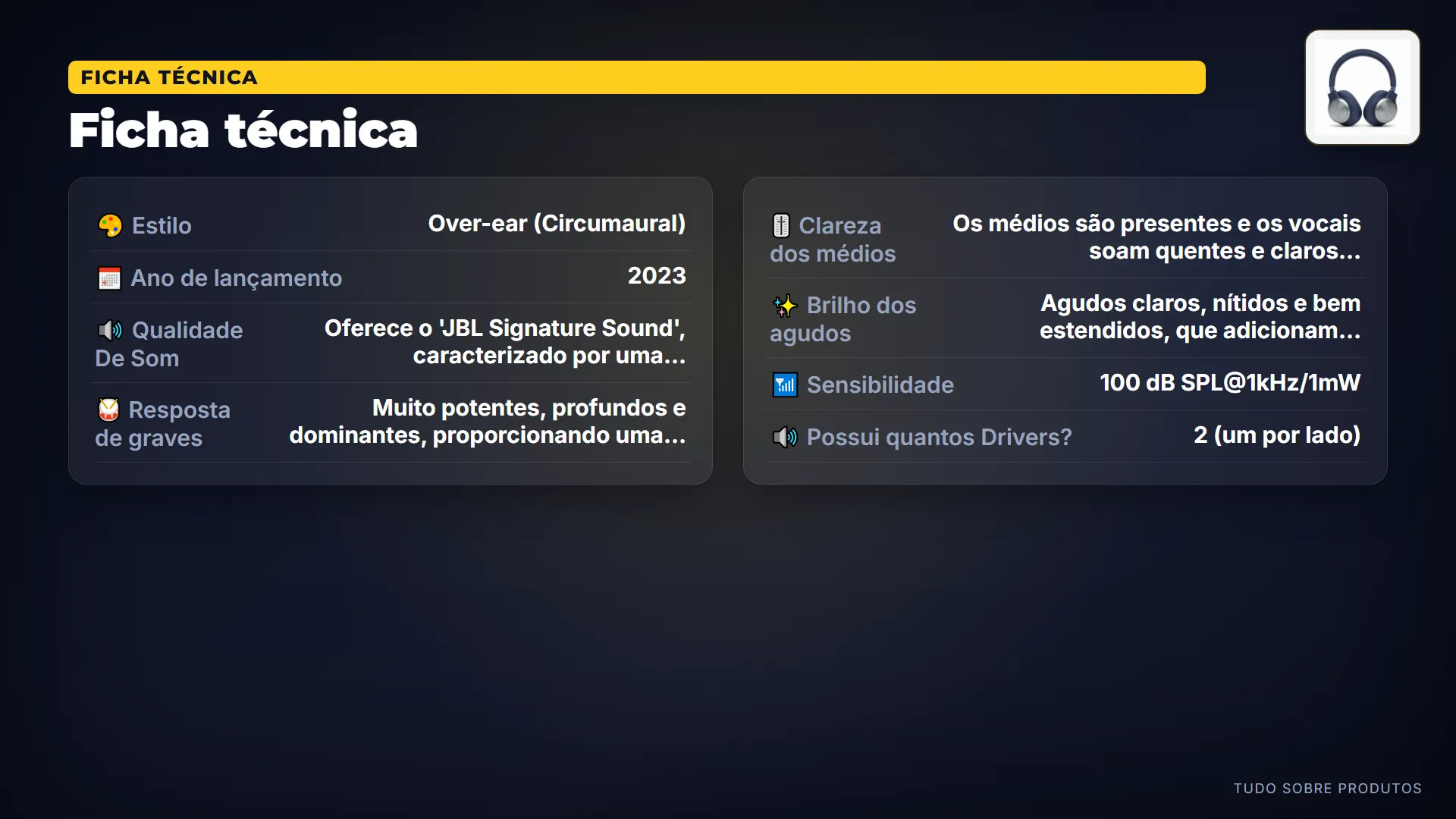 Ficha técnica: Na ficha, temos Bluetooth 5.3, pronto para LE Audio via atualização.