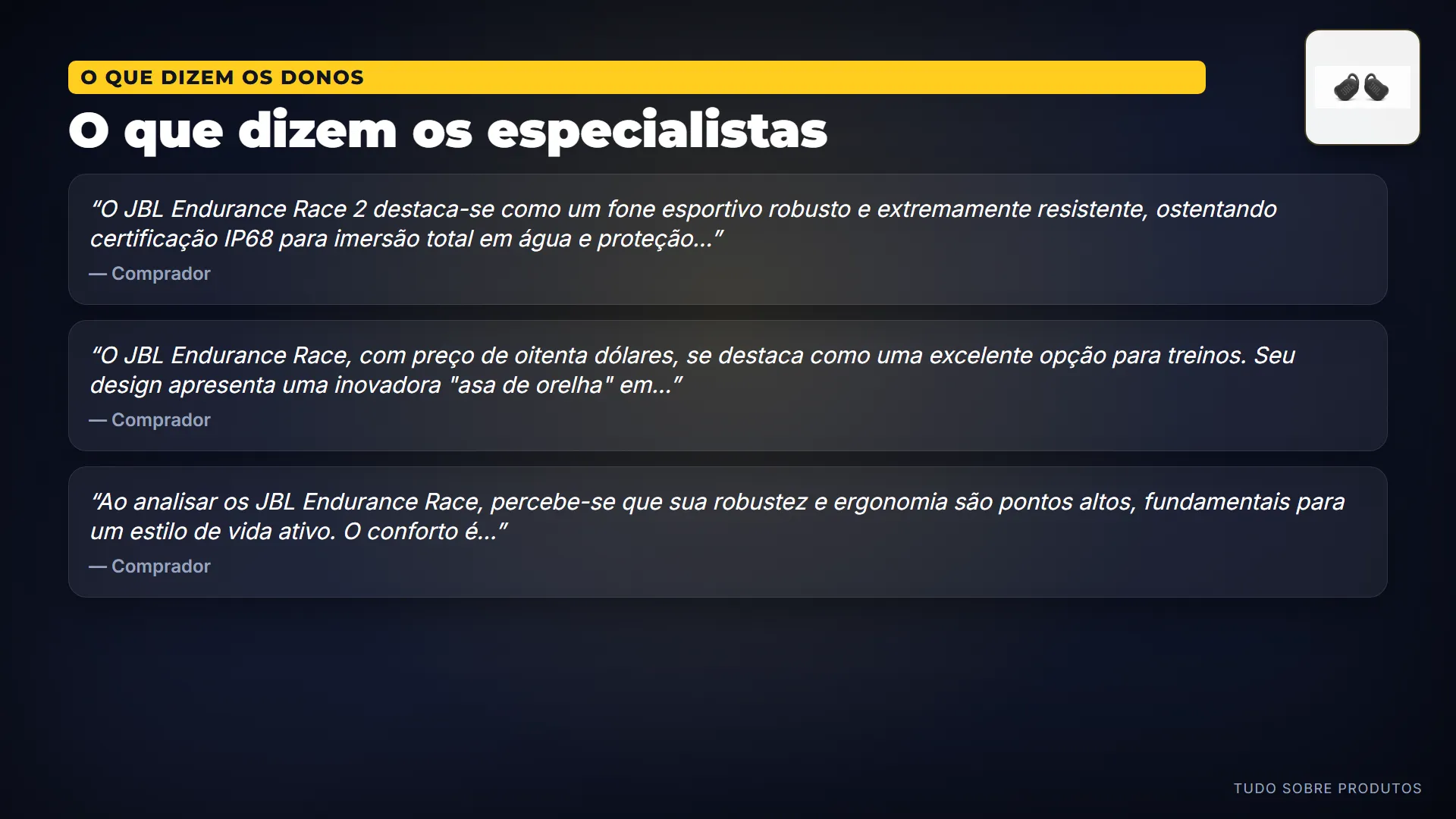 O que dizem os especialistas: Analisamos 17 vídeos sobre ele — e o consenso é claro: o JBL Endurance Race 2 é robusto, extremamente resistente com IP…