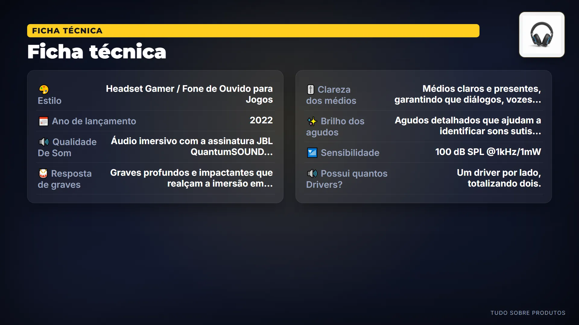 Ficha técnica: Com drivers de 50 milímetros e conexão sem fio 2.4GHz, o Quantum 610 garante áudio de qualidade e liberdade.