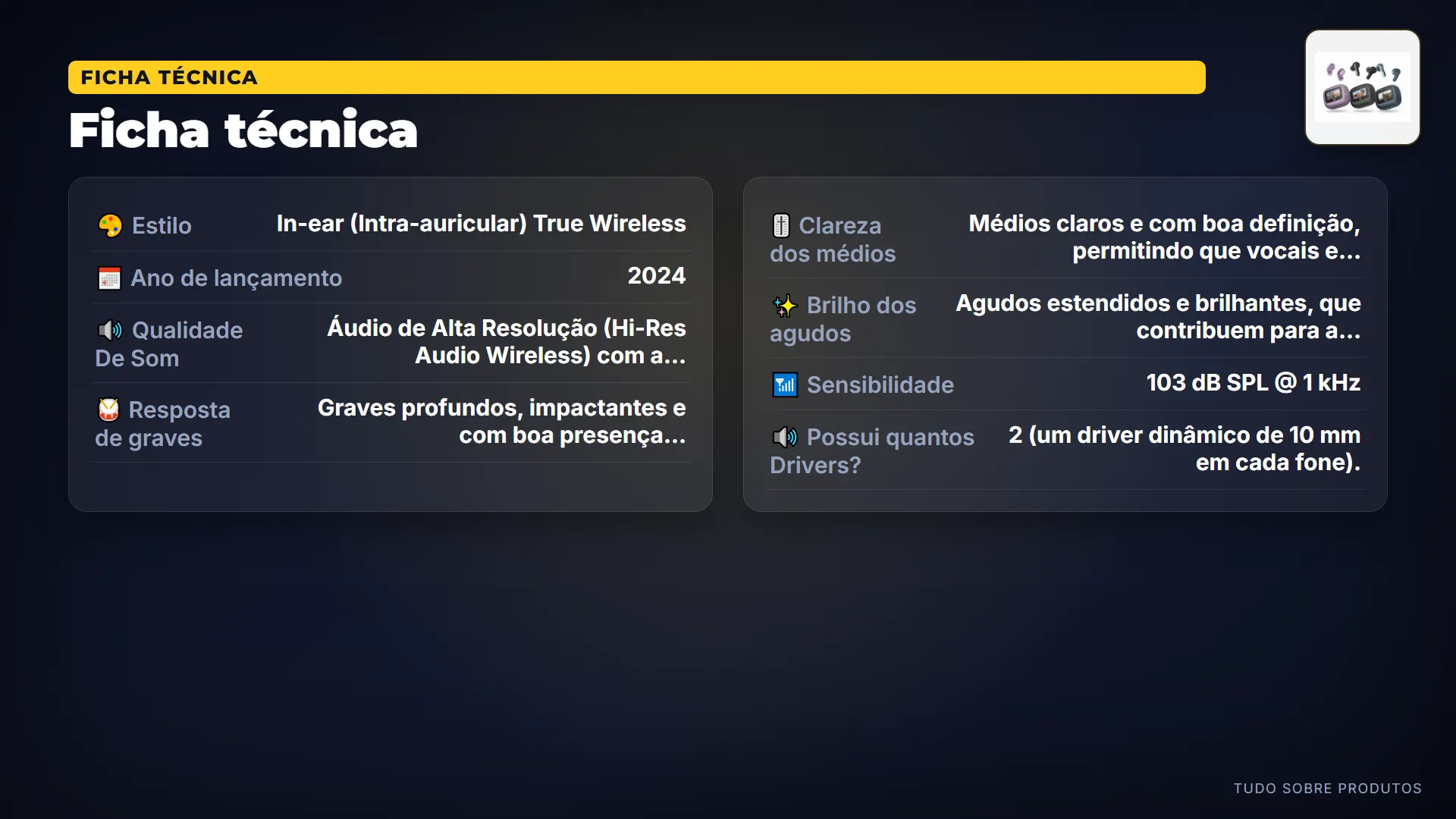 Ficha técnica: O JBL Live Buds 3 é um fone True Wireless com a assinatura sonora potente da JBL.
