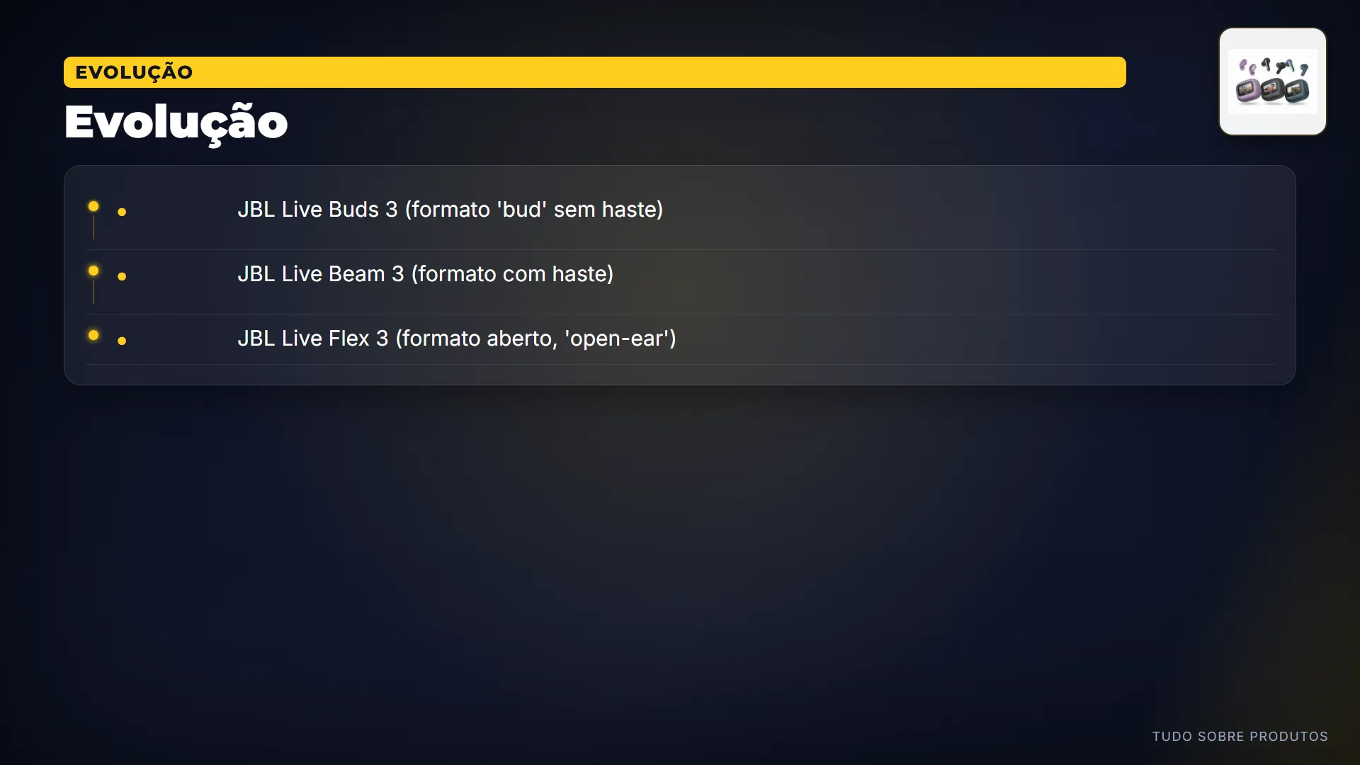 Evolução: A série Live 3 chegou em 2024 com três versões: o Live Buds 3, com design 'bud'; o Live Beam 3, com haste; e o Live Fle…