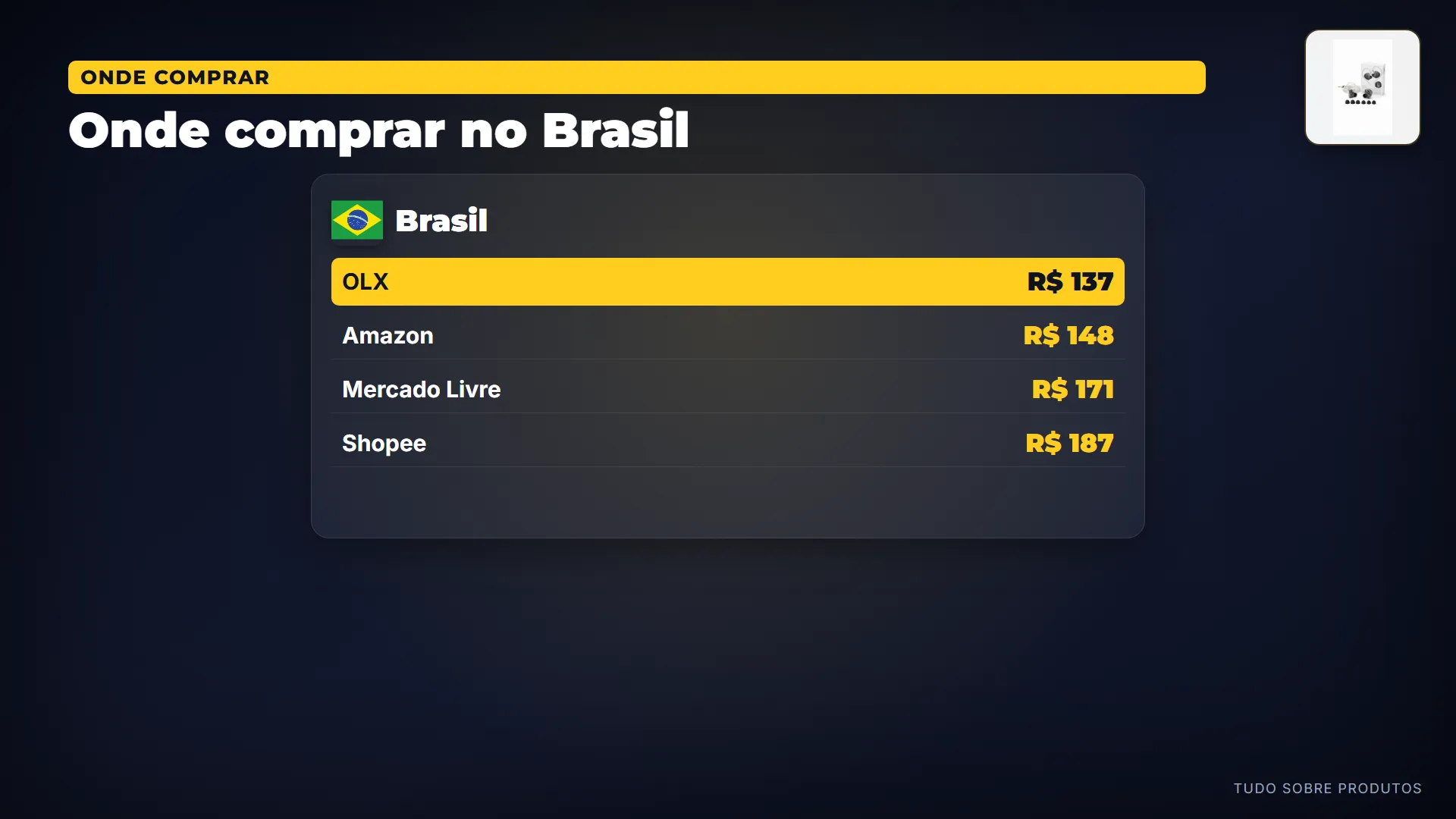 Onde comprar no Brasil: No Brasil, fizemos a ronda de preços hoje, 30/08/2026: entre 4 lojas, o menor preço é 137 reais, na OLX.